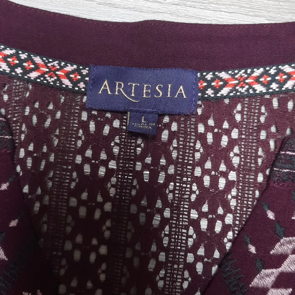 Artesia 3/4 sleeve Wine Goblet Boho Dress size large - Picture 4 of 9